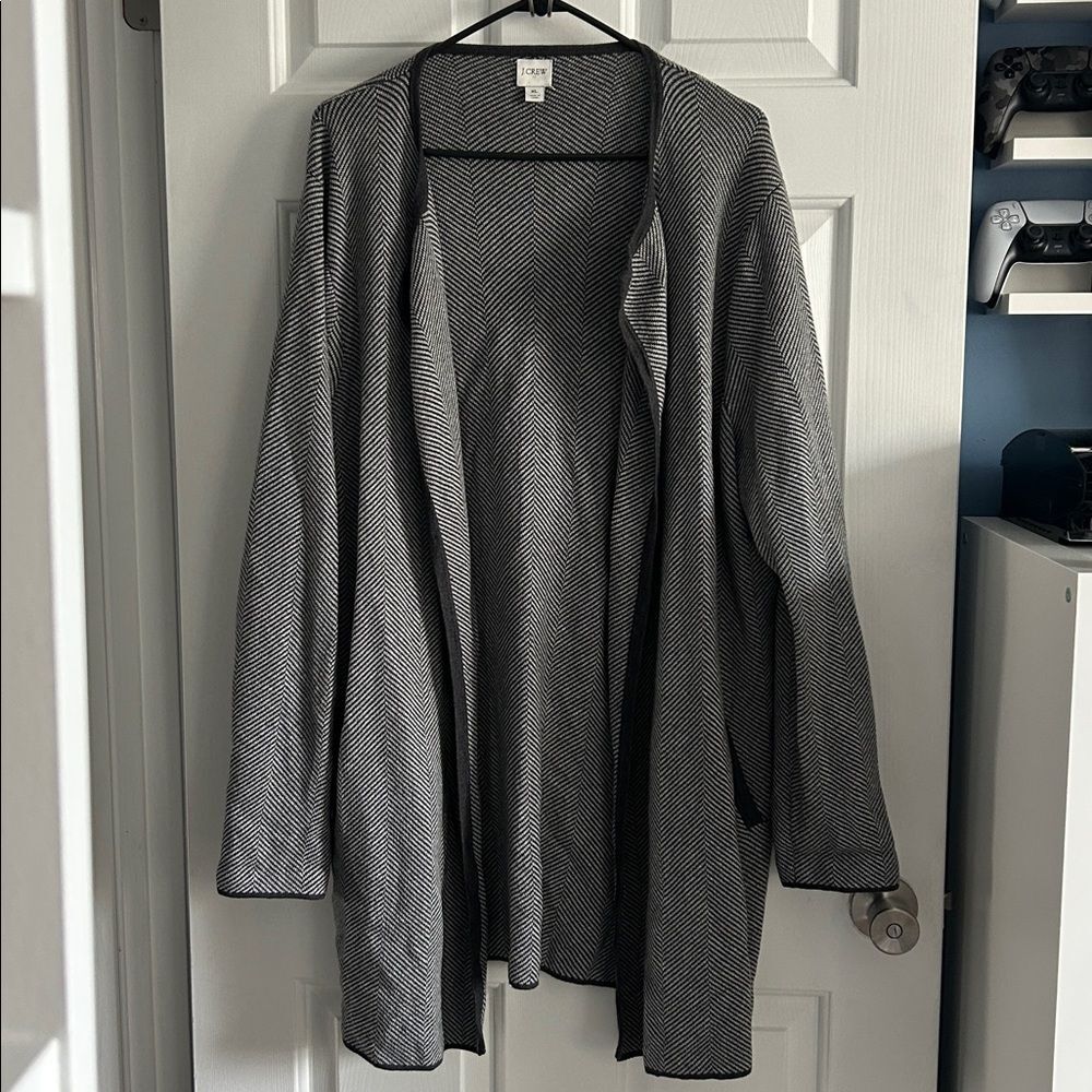 J. Crew Factory Vanessa Sweater-Jacket Oversized Cardigan Herringbone Size XL